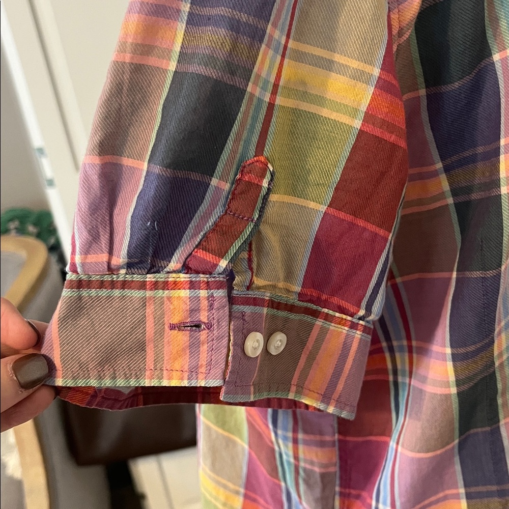 Vintage L.L. Bean Women’s Multicolor Plaid Short-Sleeve Button-Down Camp Shirt L - Picture 4 of 8